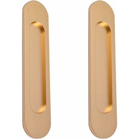 Poignée de porte coulissante ovale autocollante, sans poinçon, adaptée aux portes de grange coulissantes, fenêtres, placards (18 cm Or mat) (1/5)