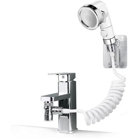Douches à main Pommeau de douche sans impact, ensemble de douche réglable pour robinet de salle de bain - douchette avec connecteur rapide, tuyau détachable, douchette pour laver les cheveux, pour le (1/5)