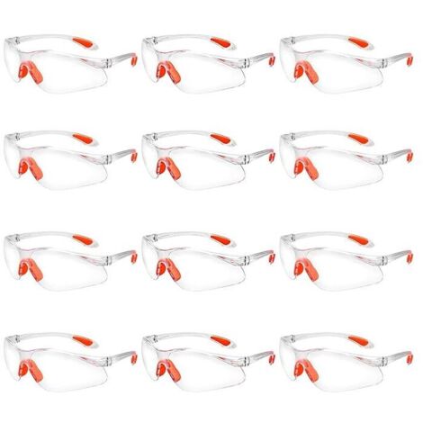 12 pcs Lunettes de Sécurité Surlunettes de Protection Transparentes avec Verres en Plastique Pont-de-Nez et Embouts de Branches en Caoutchouc pour Équipement de Protection Individual Lunette PC (1/5)