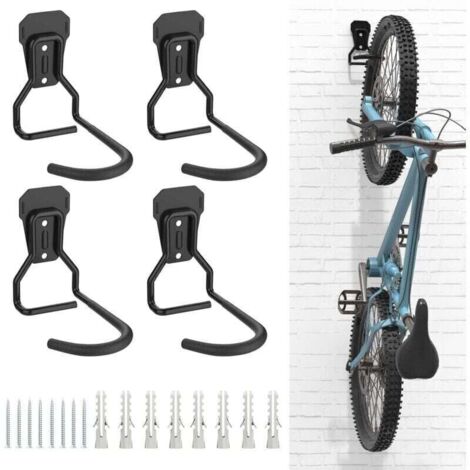 Lot de 4 Crochets Vlo, Supports de Cintre en Fer, Support Mural de Rangement Robuste en Forme de L, Vertical de Vlo Pratique pour Maison Garage, Noir (1/5)