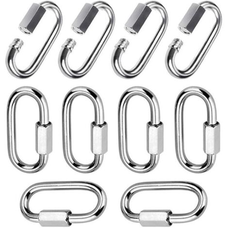 10 Pièces Mousqueton a Vis M6 Maillon Rapide en Acier Inoxydable 304 Mousqueton à Verrouillage avec Capuchon à Vis Mousqueton Fixe pour Connecter des Cordes Chaînes Gréement (1/5)