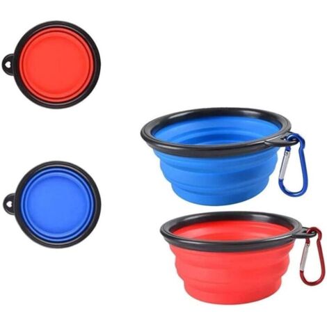 Lot de 2 gamelles portables pour chien, gamelles pliables pour chien, gamelles de voyage pour chiens et chats, gamelle portable en silicone pour animaux de compagnie, petite pour chats, chiens, randon (1/5)