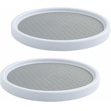 Plateau Tournant en Plastique pour Epices, 2 Pièces Plateau Tournant Epices Rangement Rond, Etagere a Epices Plateau Pivotant, Plateau Tournant Placard Cuisine pour Réfrigérateur, Armoire (1/5)