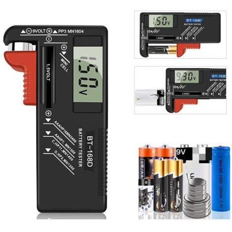 Testeur de Piles numérique,Testeur de Piles Universel,Batterie Testeur,pour AA, AAA, C, D, PP3, 9V, 1.5V, Piles Bouton - Fonctionne sans Pile