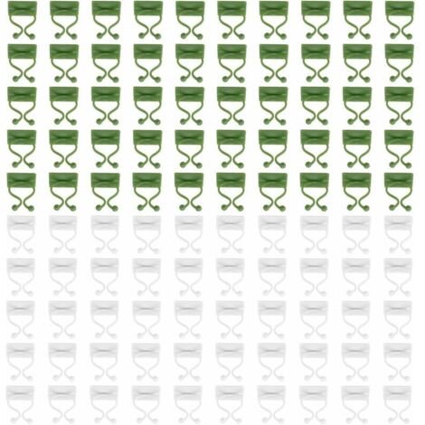 100 Pièces Accroche Plante Grimpante, Attache Plante, Clips de Support pour Plantes Autocollant, Vert et Blanc