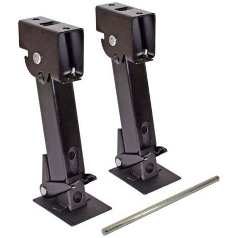 Cric stabilisateur télescopique pliable pour remorque – Capacité 650 lb – Hauteur ajustable 290-455 mm – Installation facile (1/5)