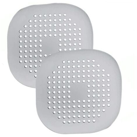 Lot de 2 filtres de protection en silicone, 14,5 x 14,5 cm, en silicone, pour éviers de cuisine et de salle de bain, gris (1/5)
