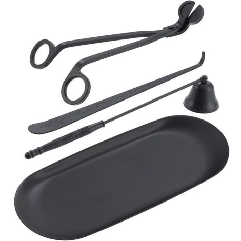 Éteignoir à Bougie, Kit d'Outils de Couverture de Bougie, Coupe-mèche, Cuillère à Mèche en Acier Inoxydable et Plateau de Rangement (1/5)
