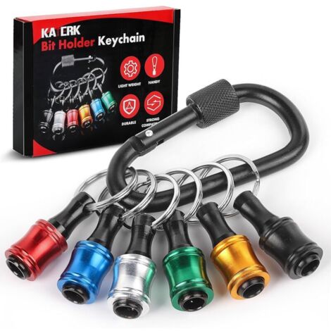 Lot de 6 tournevis en aluminium à poignée hexagonale de 1/4 po, porte-foret, tige d'extension légère à changement rapide, adaptateur de vis de perceuse pour porte-clés (1/5)