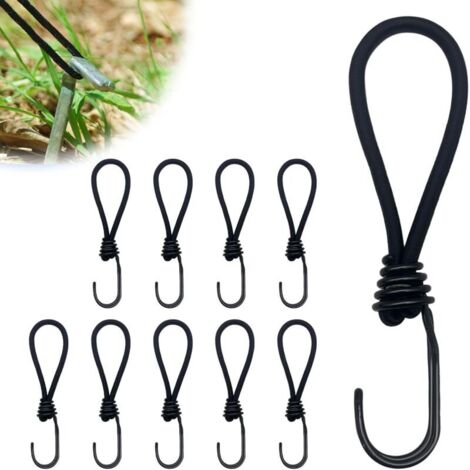 Lot de 10 tendeurs en avec crochets - 15 cm - Tendeur polyvalent avec crochet - Pour bâches de camping, bâche de remorque, bâche de piscine (1/4)