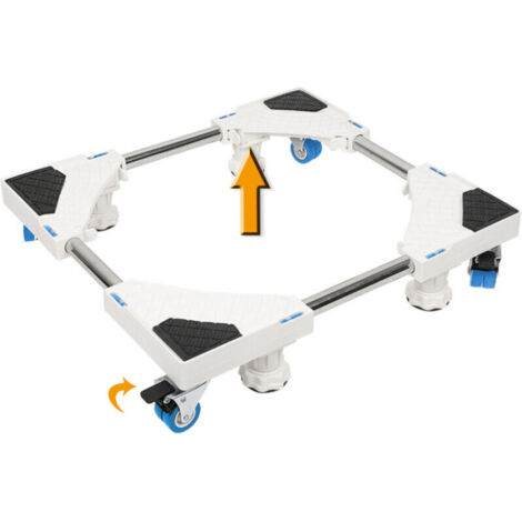 Base de machine à laver blanche - quatre pieds et quatre roues doubles - rotation à 360 degrés - capacité de charge de 600 kg - convient aux sèche-linge, aux machines à laver et aux congélateurs (1/5)