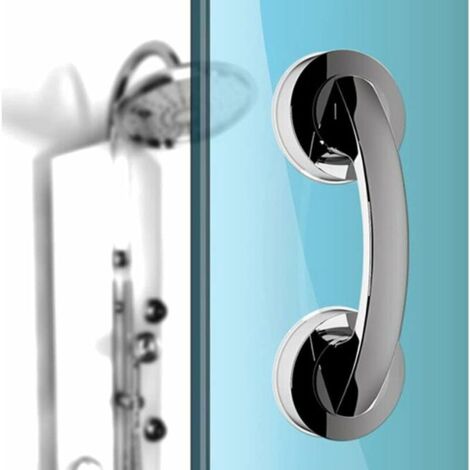 grandes poignées de porte et de fenêtre en verre, portes coulissantes de salle de bain, armoires, poignées sans trou, poignées de réfrigérateur, barres d'appui de douche (argent) (1/5)