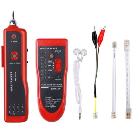 Testeur et détecteur de tensionWire Tracker Finder Ethernet LAN Multifonction Toner Tracer Réseau Collation de Câble Téléphone Ligne Testeur de Continuité (Rouge) (1/5)