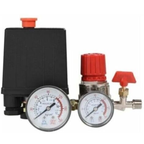 Compresseur D'Air Commutateur De Vanne De Pression Du Pressostat Compresseur D'Air Avec Régulateurs Jauge (Manomètre En Plastique) (1/3)