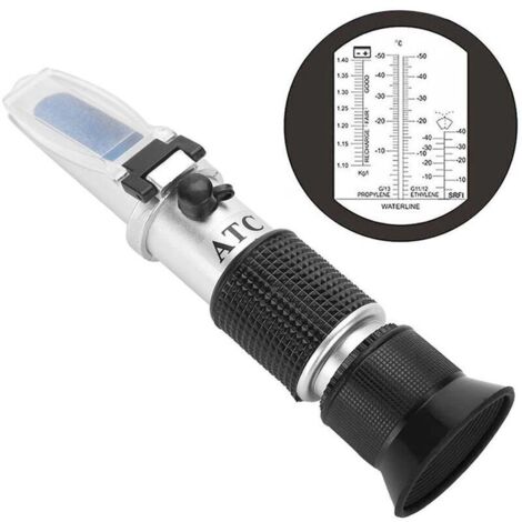 – Réfractomètre de liquide de refroidissement antigel – Mesure -50 à 0°C – Pour éthylène et propylène glycol – Système optique ajustable - 4-en-1