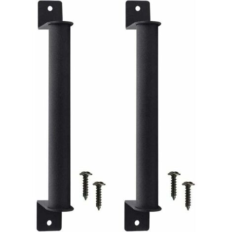 2 Pcs Poignée de Porte de Grange en Acier Carbone Durable Porte Style Grange Rétro Poignée de Porte Coulissante Anti-corrosion avec Vis pour Portes de Grange Coulissantes Placard - Noir (1/5)