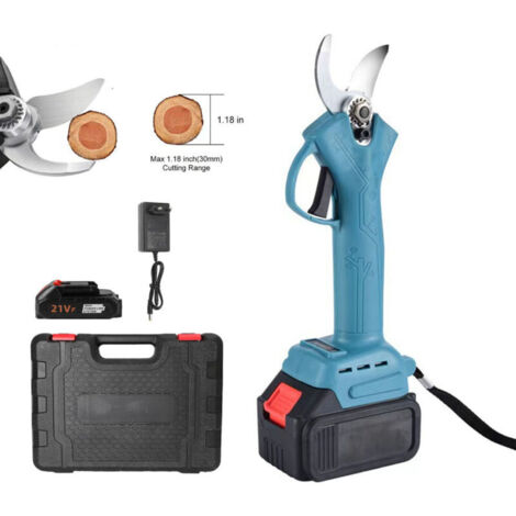 Sécateur électrique, 30mm Secateur Electrique, Batterie au lithium 1500 mAh avec 1 Batteries Rechargeable (Bleu ciel 21V ) (1/5)