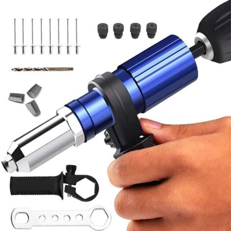 Adaptateur de pistolet à riveter, tête de pistolet à riveter électrique, outil de perage de pistolet à riveter sans fil, accessoires d'adaptateur en Métal d'aluminium