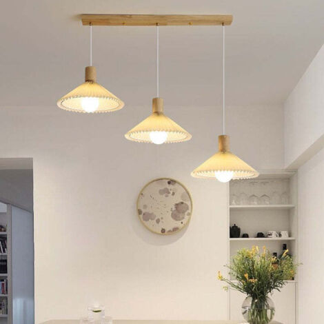 3 Lumières Suspension Luminaire, Vintage Lustre Industrielle Métal E27 Plafonnier Abat-jour de Design Edison Lampe Suspension pour Cuisine Salle à Manger Café Bar Restaurant, Ø30CM, Blanc