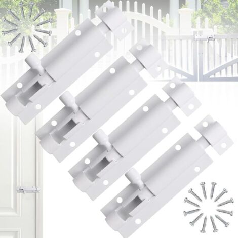 4 Pièces Loquet de Porte Coulissante, Loquet Blanc, Loquet Coulissant en Alliage D'aluminium, 3 Pouce Loquet Coulissant avec Vis, pour Jardin, Salle de Bain, Cabanon, Garage (1/5)
