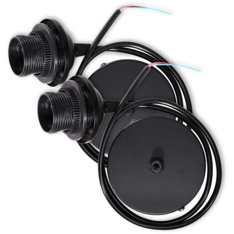 2x câble électrique pour lampe - Câble avec douille E27 et bague de fixation - Monture de suspension pour luminaire plafond - Noir