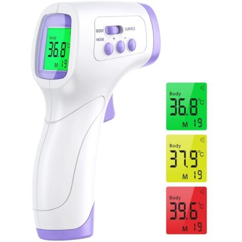 Thermometre Frontal Adulte, Thermometre Frontal Infrarouge, 2 en 1 Thermomètre san Contact Bébé Adulte Objet, Thermometre infrarouge avec Alerte Fièvre, Écran LCD et Fonction Mémoire (1/5)