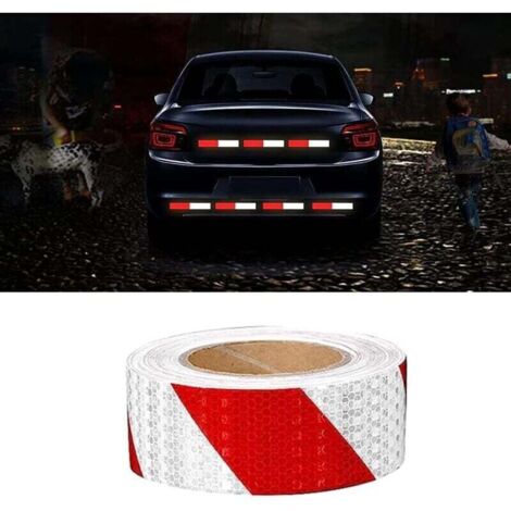 Ruban Réfléchissant, Rouge et Blanc 25m x 5cm Bande Reflechissante Autocollante, Ruban Réfléchissant Adhésif, Ruban Avertisseur Réfléchissant (1/4)