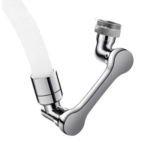 1080 Degrés Aérateur de Robinet, Mousseur robinet cuisine, Filtre économiseur d'eau, Pivotant Mousseur, 2 Modes adaptateur Pour robinets avec diamètre de filetage mâle de 20/22/24mm (Argent) (1/5)