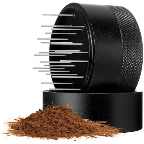 Distributeur de café Expresso, Tool Distributeur de café Expresso avec Base, Distributeur de café Expresso en Acier Inoxydable, Profondeur Ajustable Distributeur d'aiguilles (58MM) (1/5)