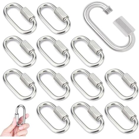 14 Pièces Mousqueton a Vis M4 Maillon Rapide en Acier Inoxydable 304 Mousqueton à Verrouillage avec Capuchon à Vis Mousqueton Fixe pour Connecter des Cordes Chaînes Gréement (1/5)