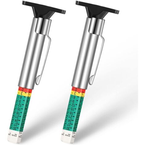 2 Pcs Jauge de Profondeur de Bande de Roulement, Outil de Mesure de Pneus à Code Couleur Intelligent (1/5)