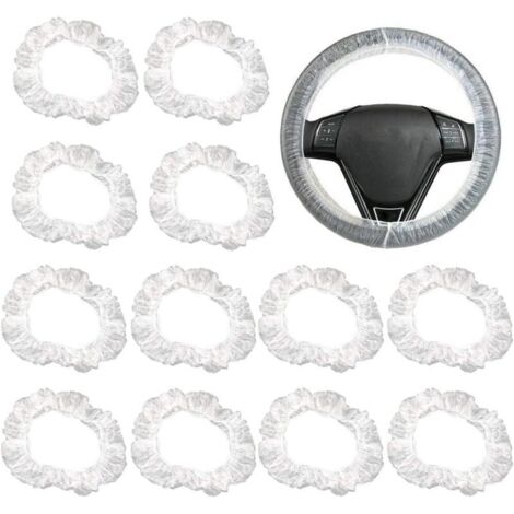 100pcs Housse de Volant Transparente Universelle Couverture de Protection Élastique Étanche en Plastique Couvercle Couvre Cache de Volant Accessoires Intérieur de Voiture (1/5)