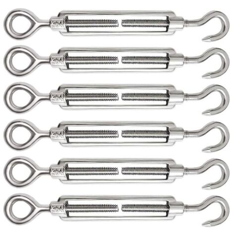 Tendeur de câble réglable M5 – Lot de 6 – Acier inoxydable 304 résistant à la corrosion – Crochet de ridoir et œil pour tension (1/5)