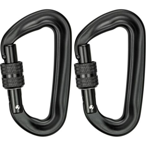 2Pcs Mousqueton Escalade 12KN (1200KG) Robustes Mousqueton Aluminium Mousqueton à Verrouillage en Forme de D pour Hamacs Balançoire de Yoga Camping Porte-clés Chiens de Serrure (1/5)