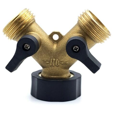 Séparateur de tuyau de robinet, raccord à trois voies, multifonctionnel, de haute qualité et durable, matériau laiton/caoutchouc/ABS, noir/or (1/5)