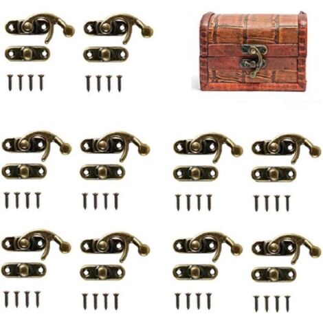 Crochet droit en bronze antique avec fermeture à vis, idéal pour la décoration de sacs et de boîtes à bijoux en bois, lot de 10. (1/4)