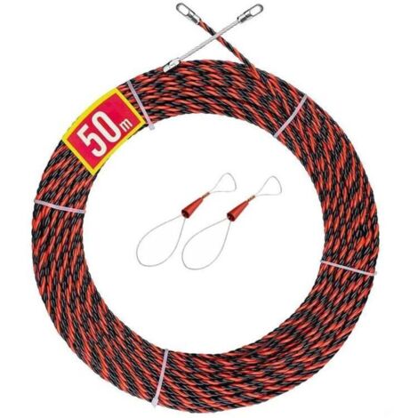 Aiguille Electricien,50m Tire Fil Electrique 5mm DiamèTre Tire Fils Electrique,Tire Fils Electricien Aiguille,Tire Fils Electricien Aiguille, Spiralé Flexible Aiguille Tire Fil(Rouge Noir) (1/4)