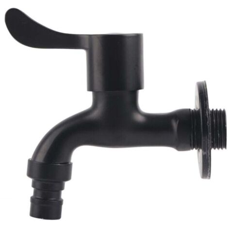 Robinet d'eau de jardin à montage mural noir en acier inoxydable 304 pour salle de bains (machine à laver) (1/4)