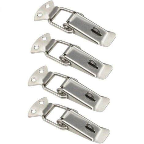 Loquets à ressort (argentés) avec un entraxe de 41 mm et quatre loquets à levier en acier inoxydable. (1/4)