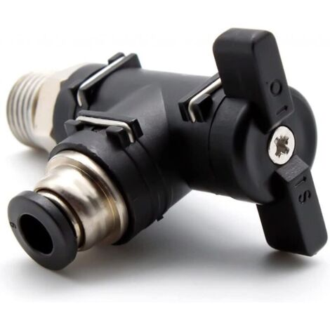 Connecteur de tuyau d'air de 6mm et filetage de 1/4 pouces, connecteur pneumatique, vanne de contrôle du débit d'air à Angle droit noire (1/3)