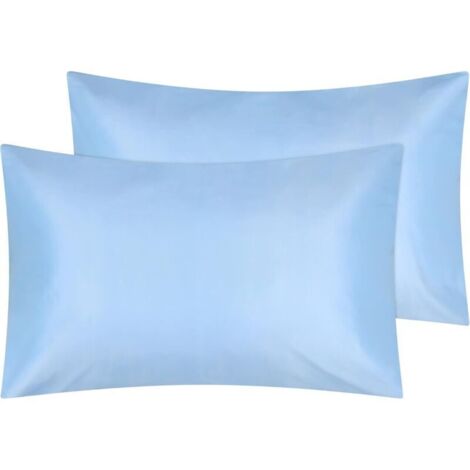 Taie d'oreiller 50 x 75 cm Lot de 2 Housse Oreiller Facile à Laver Microfibre Doux Et Brossé avec Respirante et Infroissable Fermeture à Enveloppe Housse d'oreiller Coussin,Bleu (1/4)