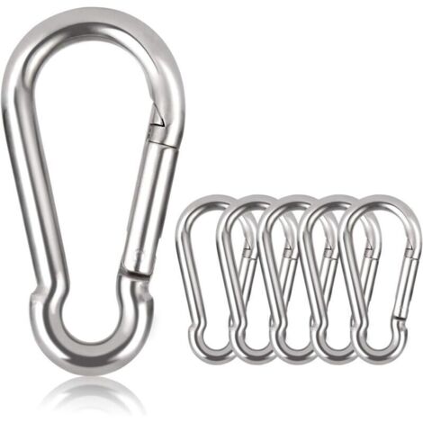 M6 Mousqueton Inox, 20 PCS Mousqueton de Fixation pour Charges Lourdes - Mousqueton en Acier Inoxydable Capacité de Charge de 120 kg/260 lb, 304 Crochet Mousqueton Balancoire - 60mm x φ6 mm (1/4)