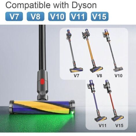 Brosse pour Dyson V10 V11 V15 V7 V8, Tête de Brosse à Rouleau avec Lumières LED pour Révéler la Poussière Invisible, Adaptée au Nettoyage des Planchers Durs (1/3)