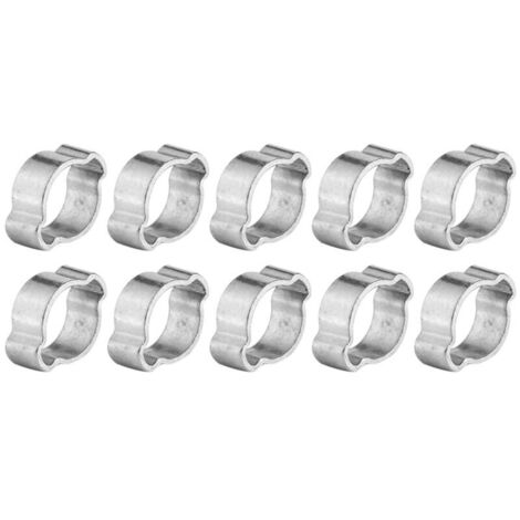 10 colliers de serrage à deux oreilles en fer galvanisé zingué 5-23 mm pour tuyaux d'essence (9-11 mm) (1/5)