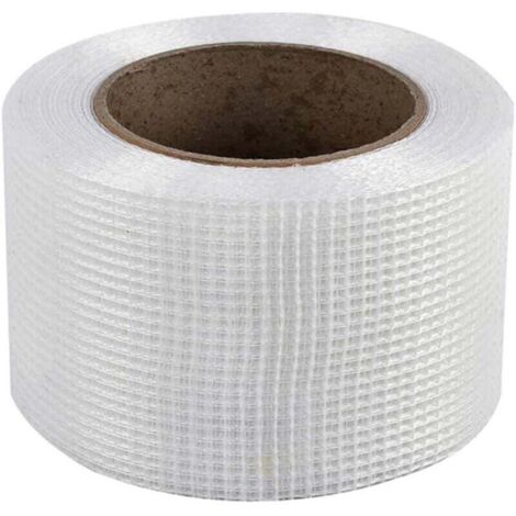 Ruban à Mailles en Fibre de Verre, Jonction en Fibre de Verre Auto-Adhésive Haute Résistance et Rouleau de Tissu de Ruban de Plâtrage pour Remplissage Fissures et Réparation Joints-5 cm x 90 m (1/4)