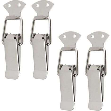 Loquets à ressort, sans mécanisme de verrouillage, argent, entraxe de 47 mm, 4 loquets à ressort plaqués fer/nickel. (1/4)