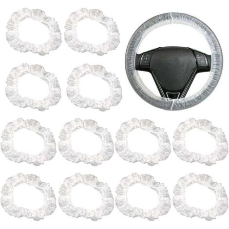 100pcs Housse de Volant Transparente Universelle Couverture de Protection Élastique Étanche en Plastique Couvercle Couvre Cache de Volant Accessoires Intérieur de Voiture (1/4)