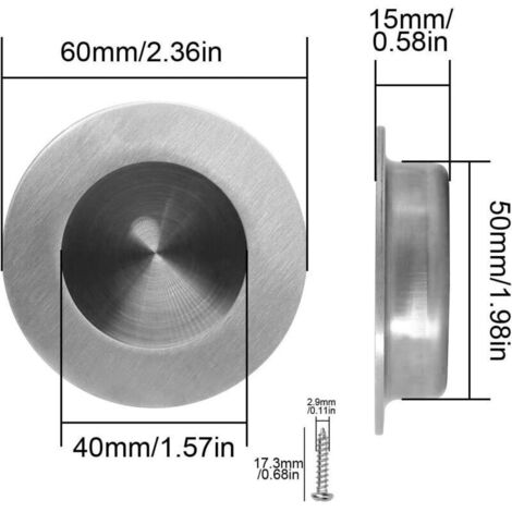 Poignee Porte Coulissante Encastrées en Acier 304 Inoxydable Poignées Rondes à Rainures Invisibles pour Porte Coulissante Armoire Extrait Tiroir 4PCS avec 8 Vis (1/3)