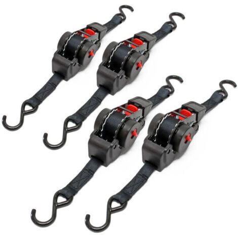 4x Sangles d'arrimage automatique 100 daN Charge de traction LGF 0,2 m LGL 1,8m PES Courroie Crochet (1/4)