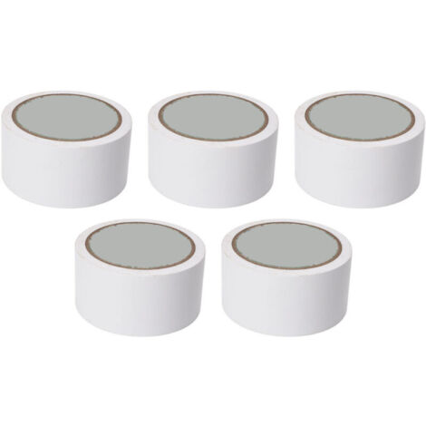 Lot de 5 bandes adhésives de marquage au sol de 5 cm de large, idéales pour tracer des lignes sur les terrains de compétition, gymnases, courts de basketball, de volleyball et de tennis (blanc). (1/5)